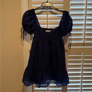 Amanda Uprichard Midnight Blue Textured Dress